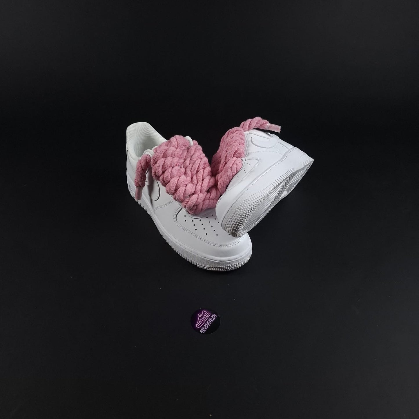 White AF1 x Rope Laces/Rosa