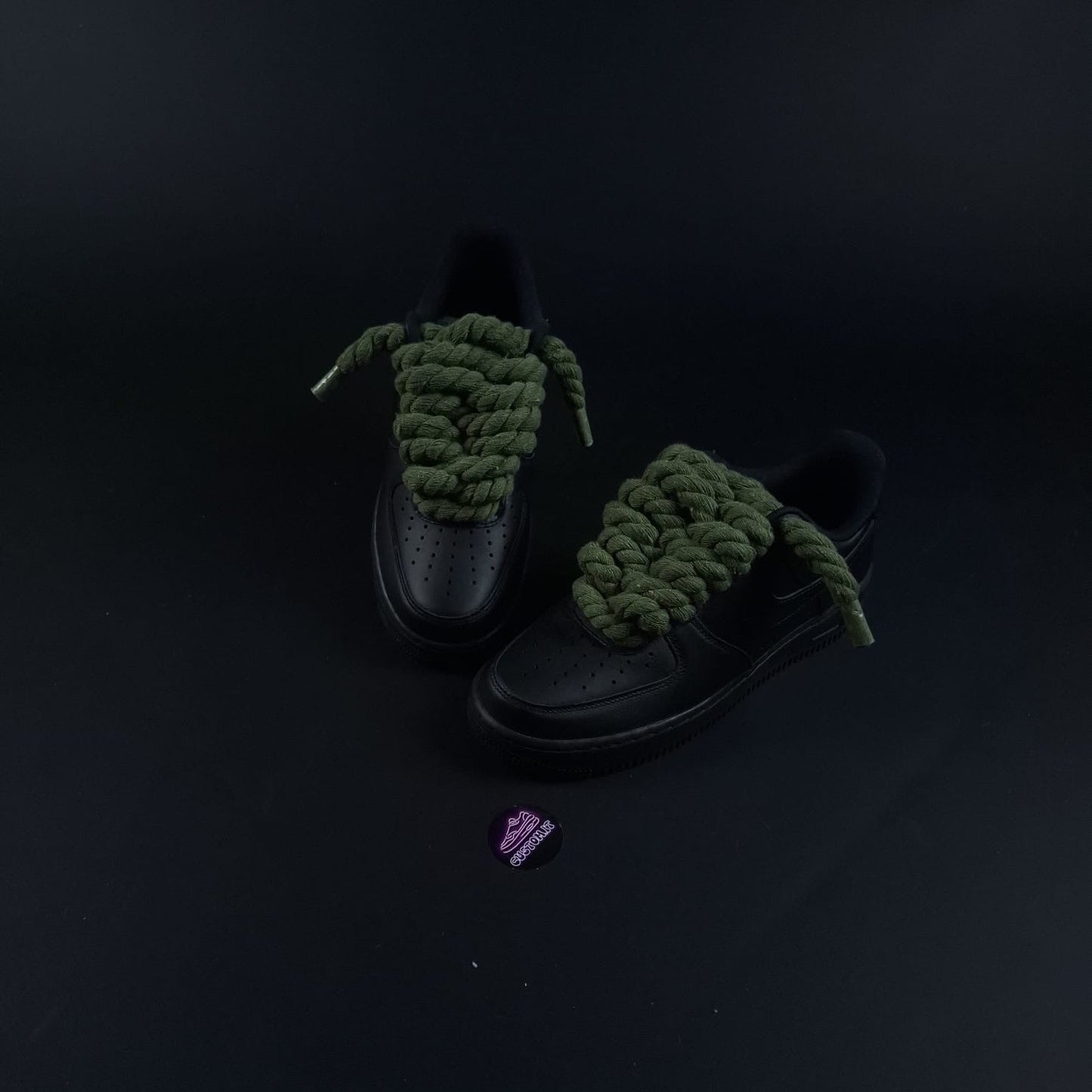 Black AF1 x Rope Laces /Dark Green