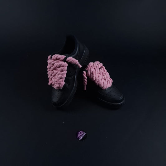 Black AF1 x Rope Laces/Rosa
