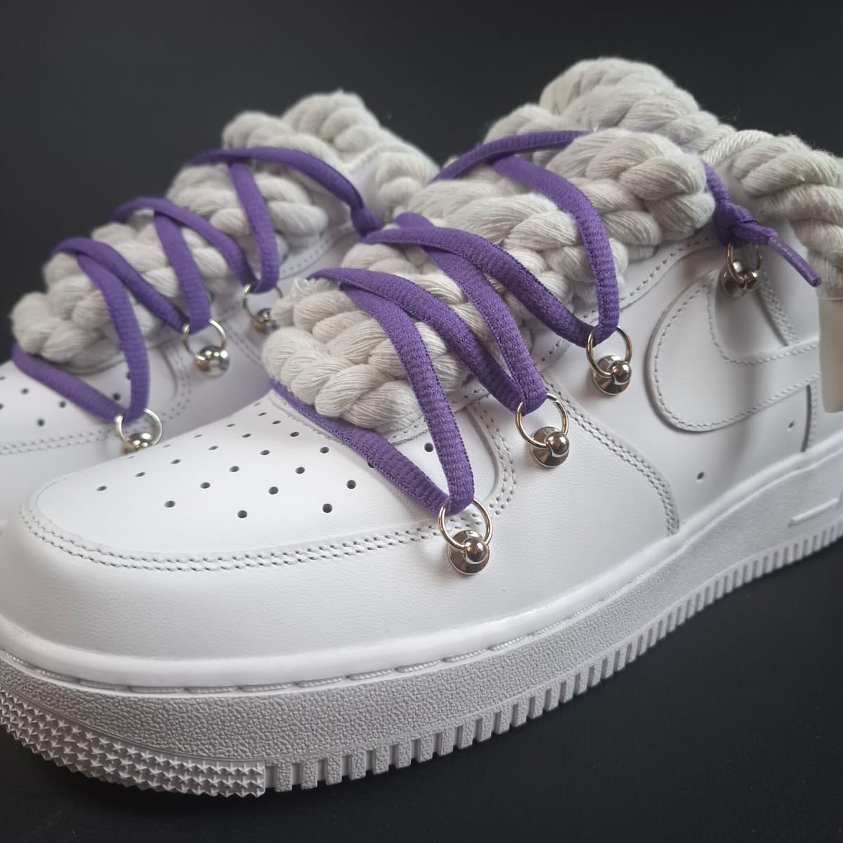 White Rope Laces AF1 x Shade Violet