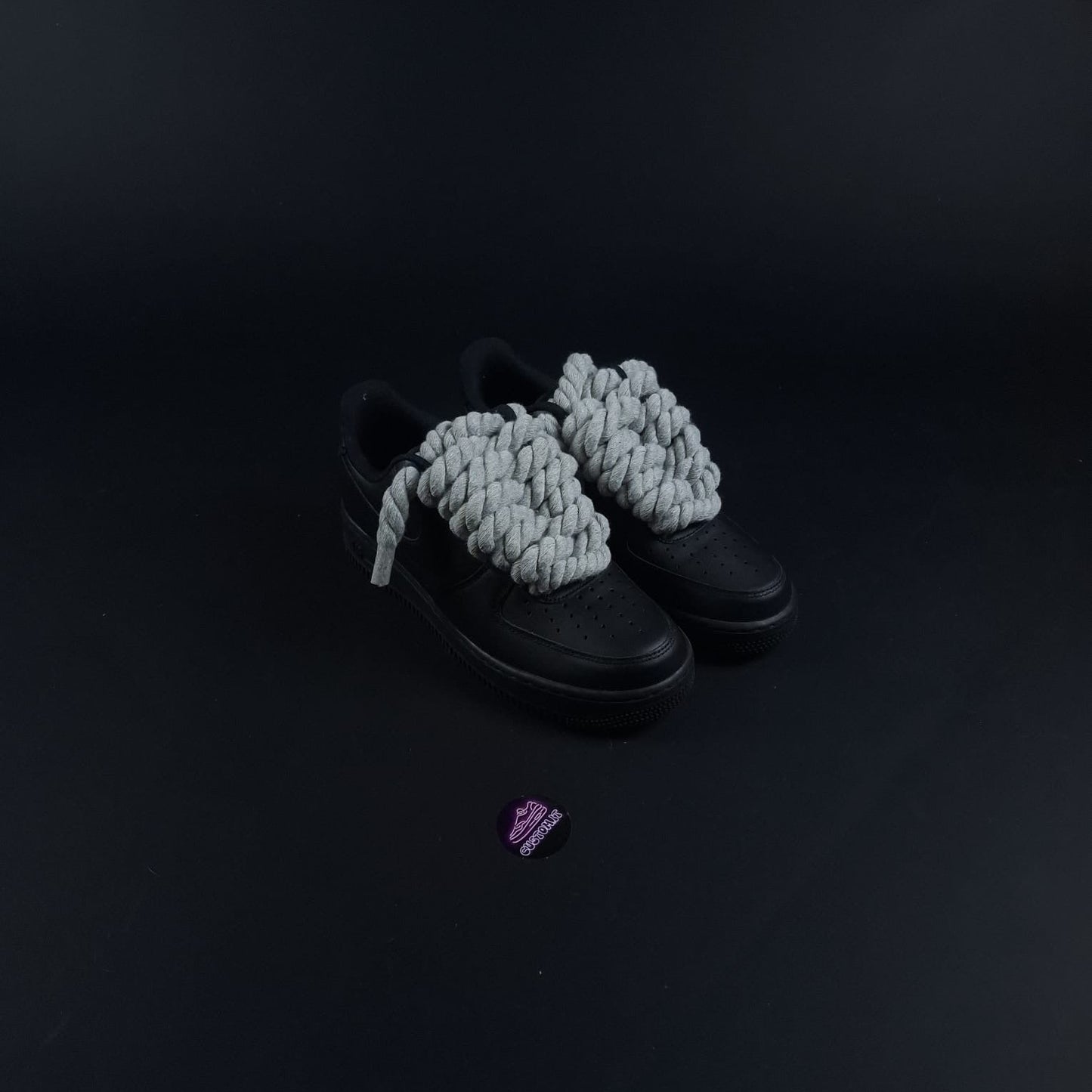 Black AF1 x Rope Laces/Shadow