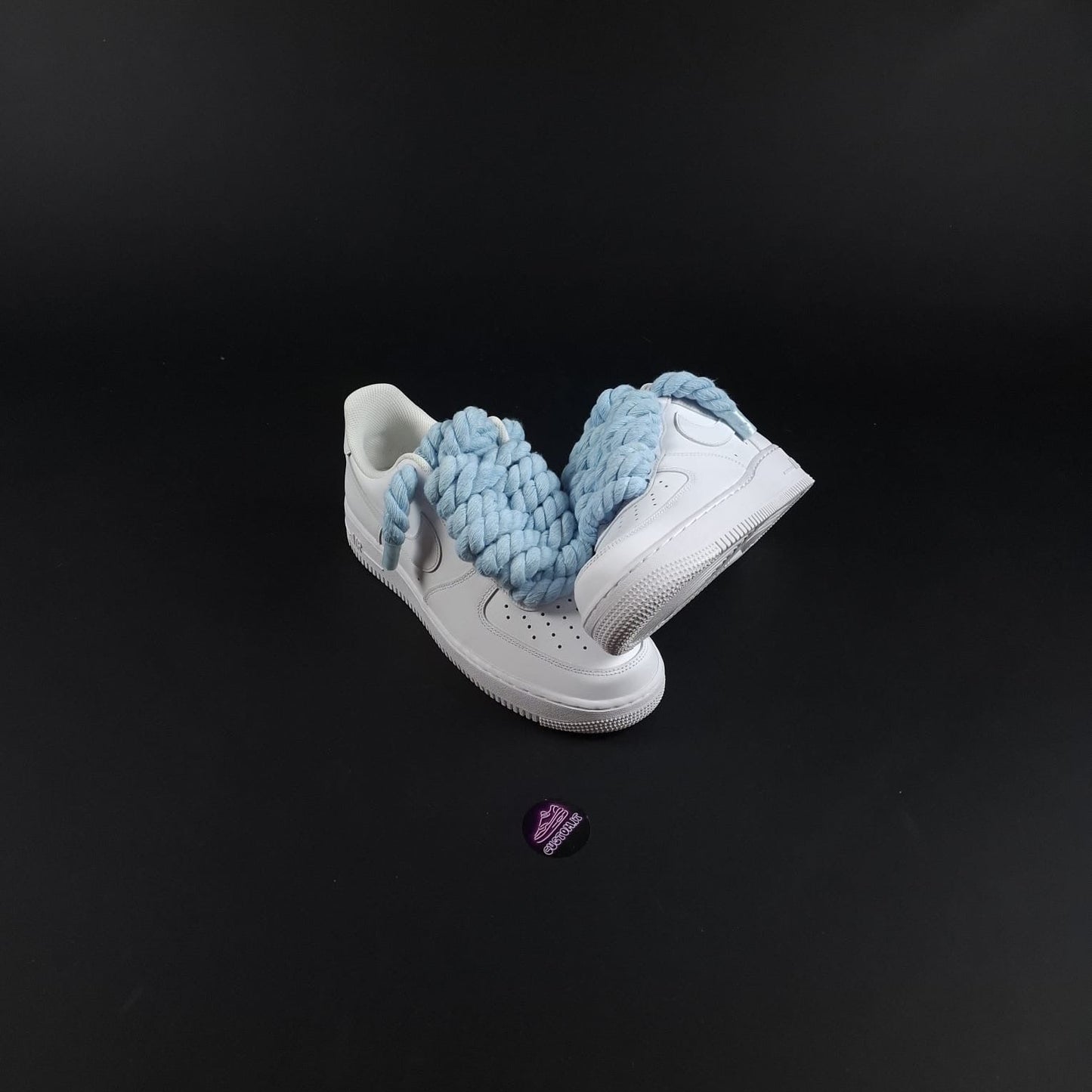 White AF1 x Rope Laces/Baby Blue