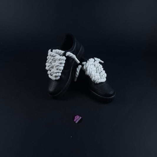 Black AF1 x Rope Laces/Snow