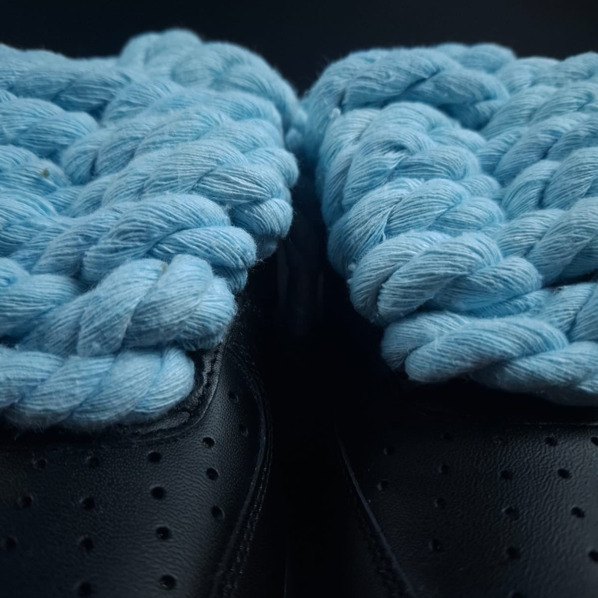 Black AF1 x Rope Laces/Baby Blue