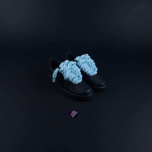 Black AF1 x Rope Laces/Baby Blue