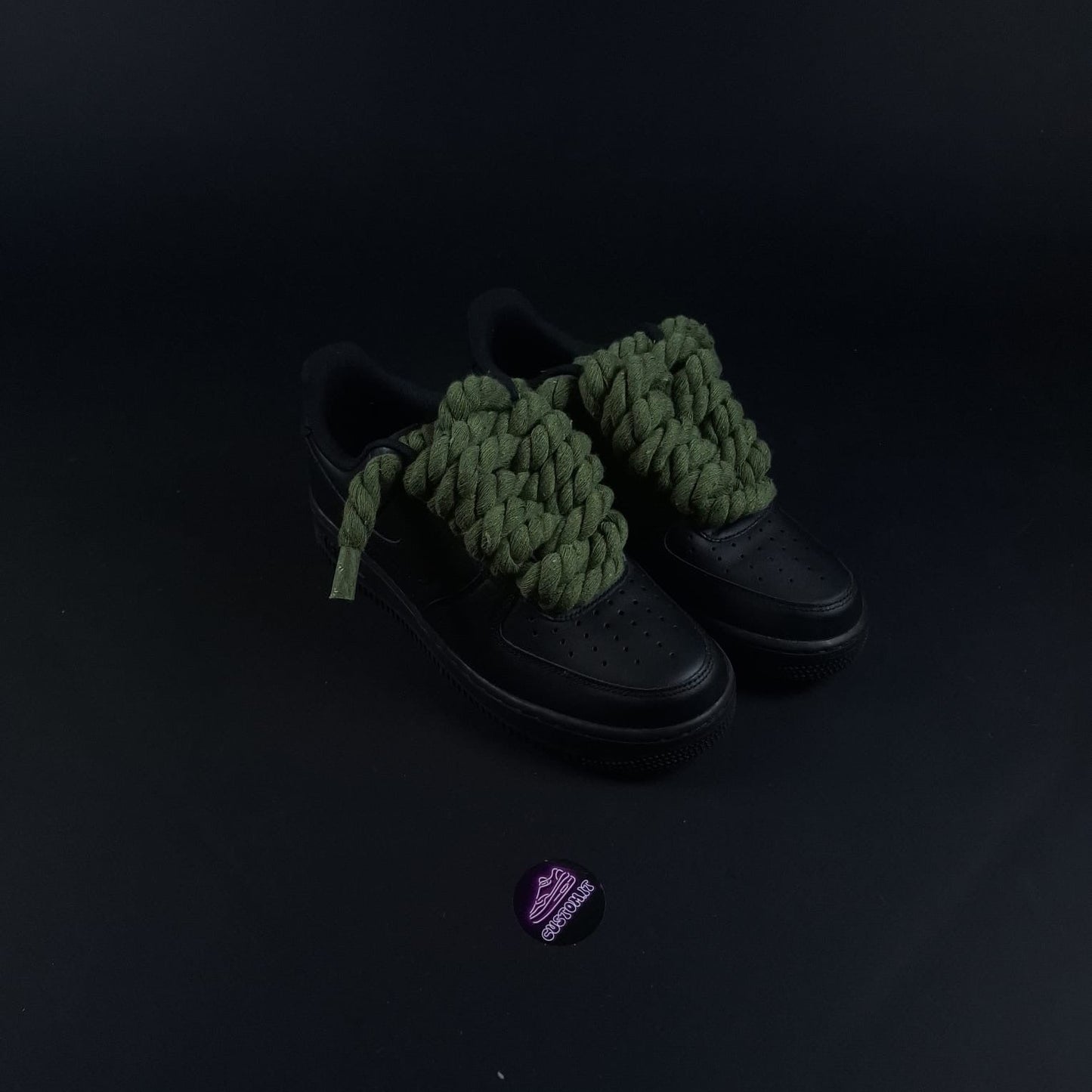 Black AF1 x Rope Laces /Dark Green