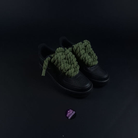 Black AF1 x Rope Laces /Dark Green