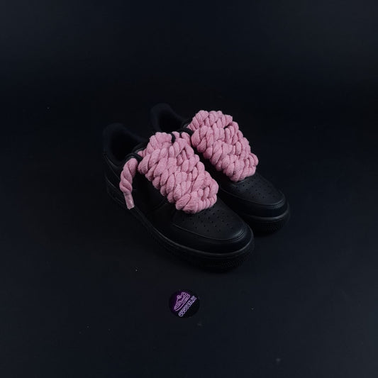 Black AF1 x Rope Laces/Rosa