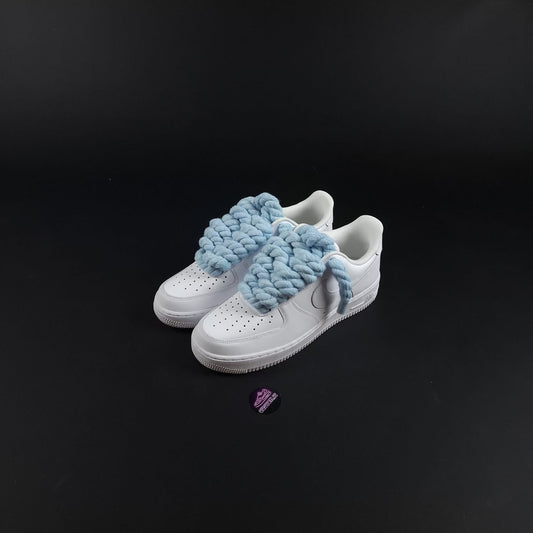 White AF1 x Rope Laces/Baby Blue