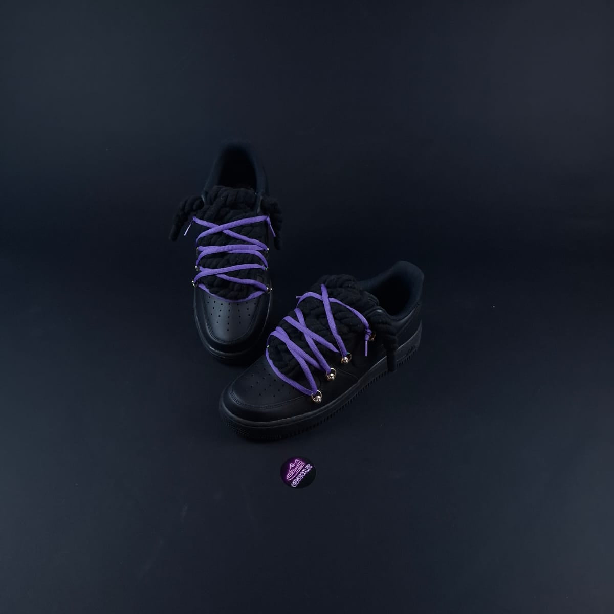 Black Rope Laces AF1 x Shade Violet