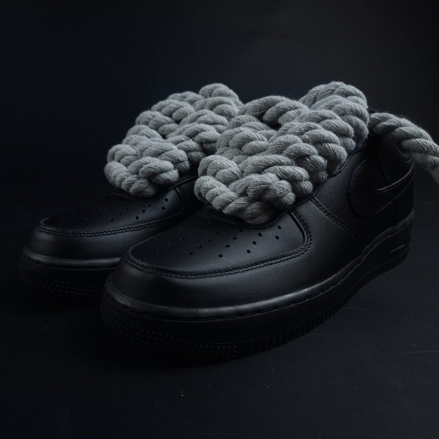 Black AF1 x Rope Laces/Shadow