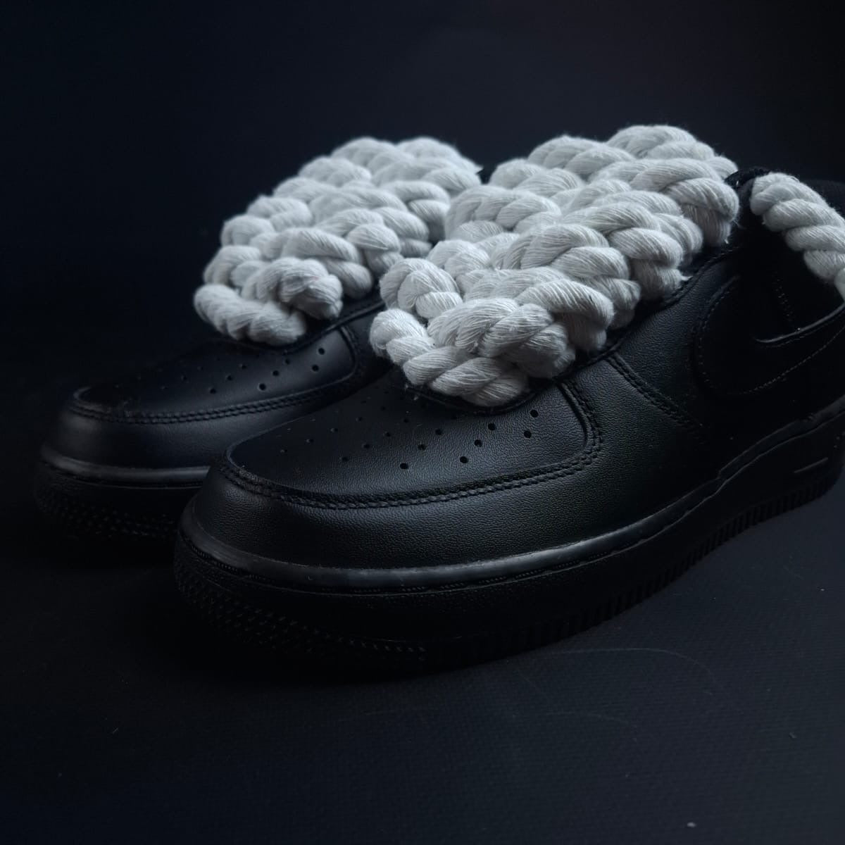 Black AF1 x Rope Laces/Snow