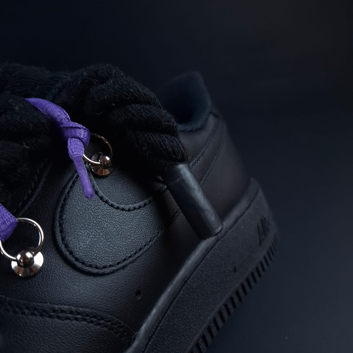 Black Rope Laces AF1 x Shade Violet