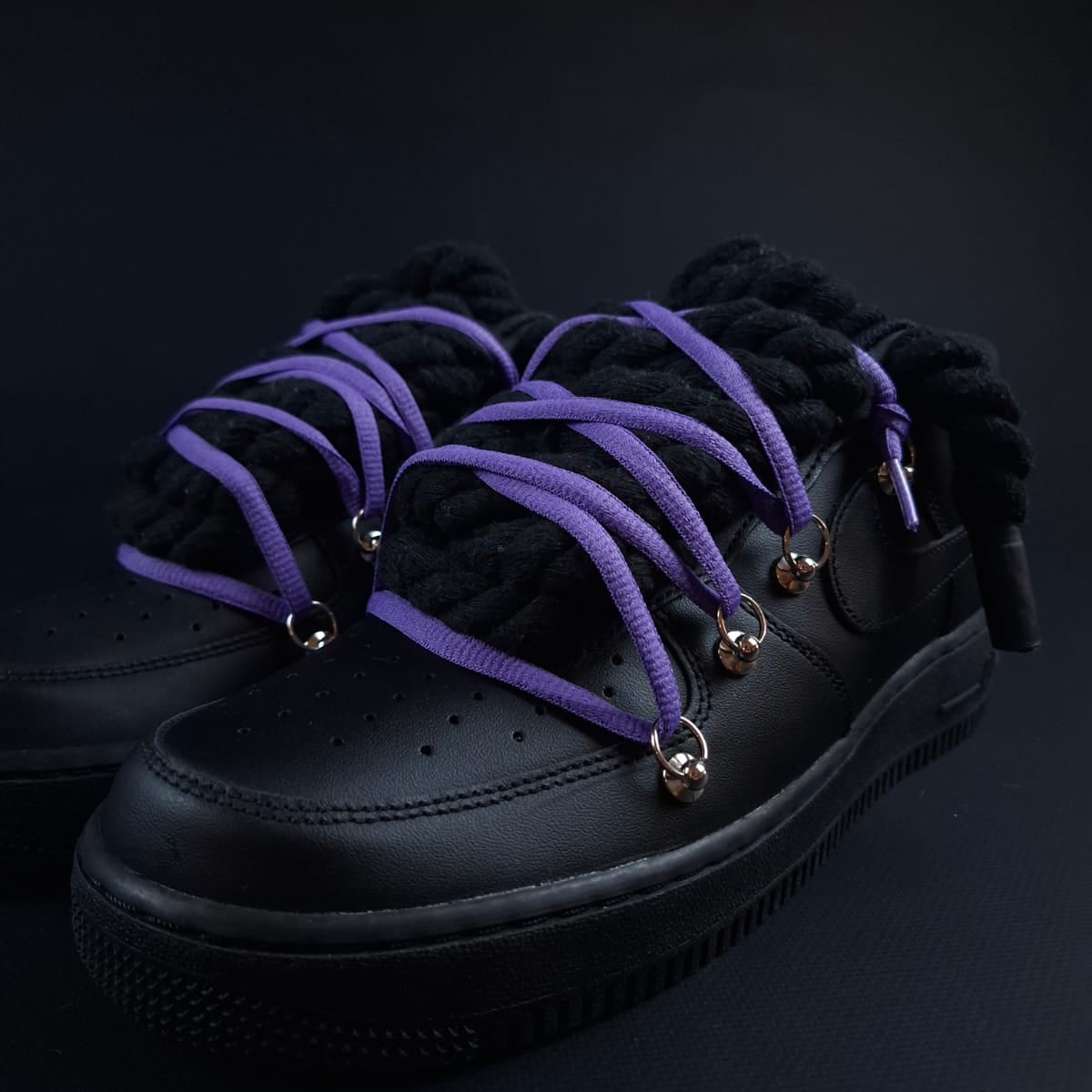 Black Rope Laces AF1 x Shade Violet