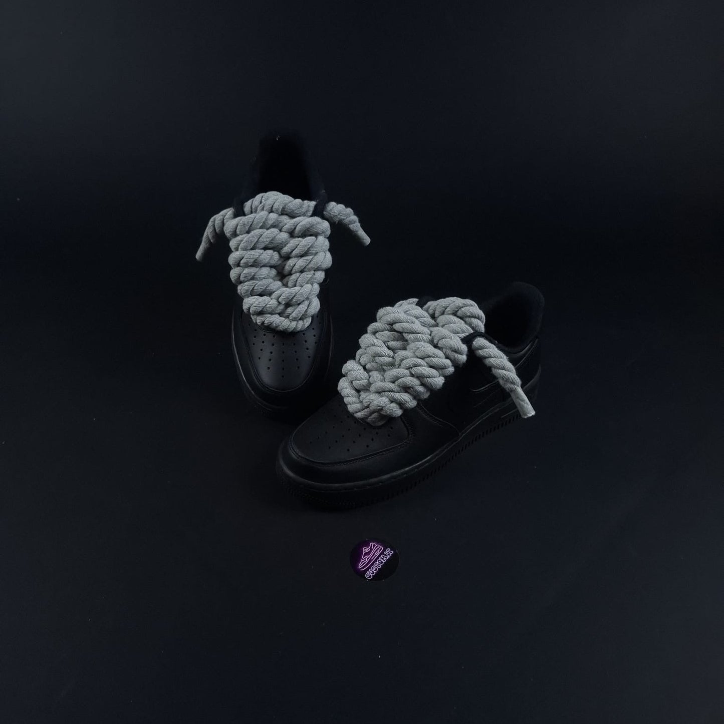 Black AF1 x Rope Laces/Shadow