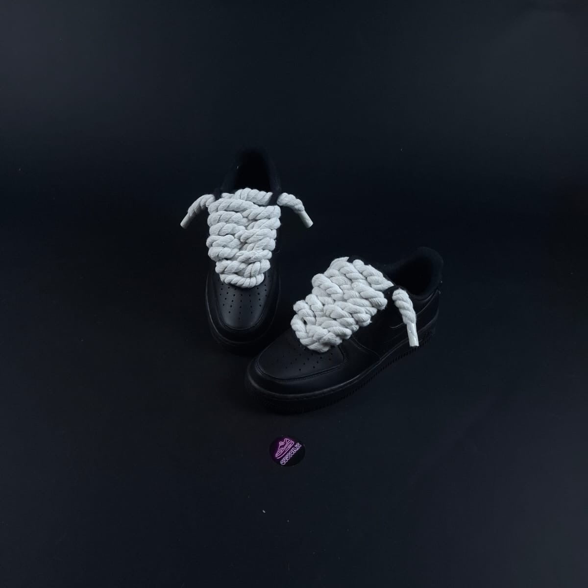 Black AF1 x Rope Laces/Snow