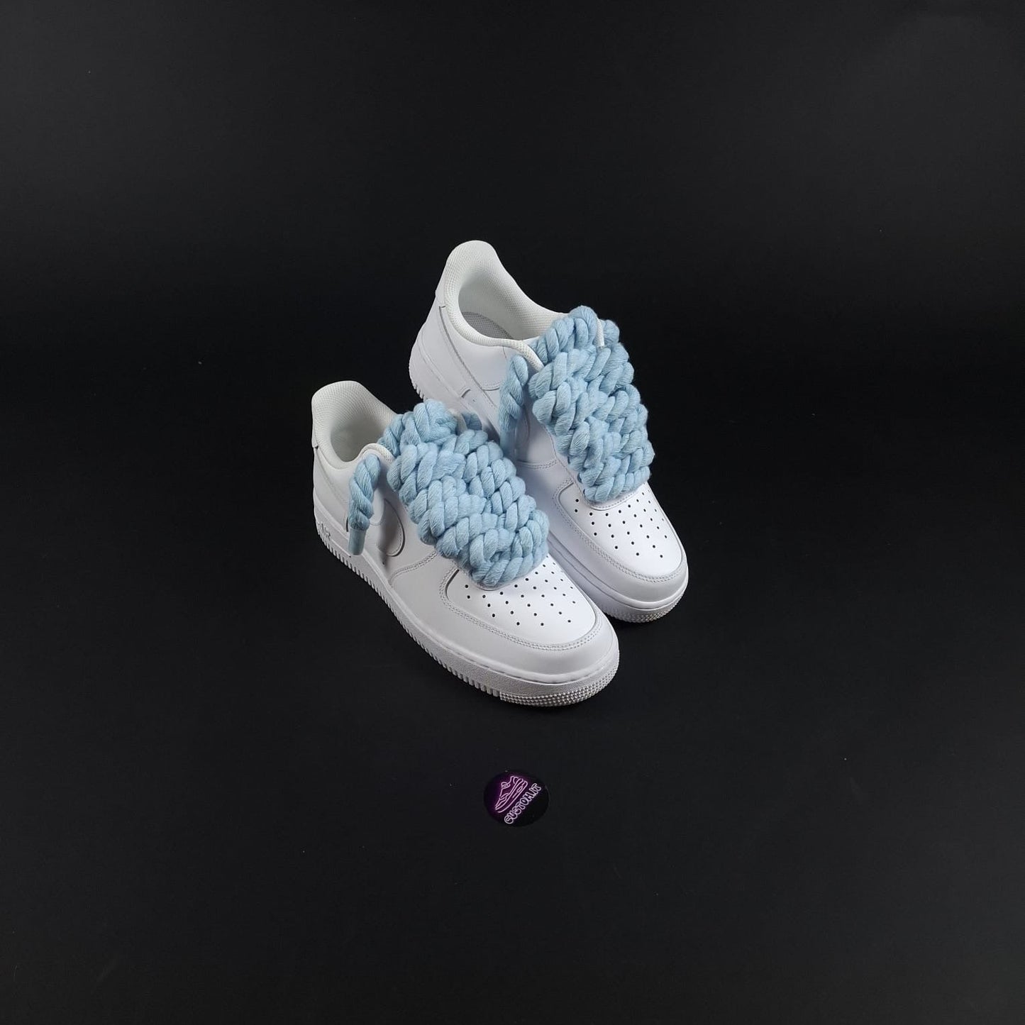 White AF1 x Rope Laces/Baby Blue