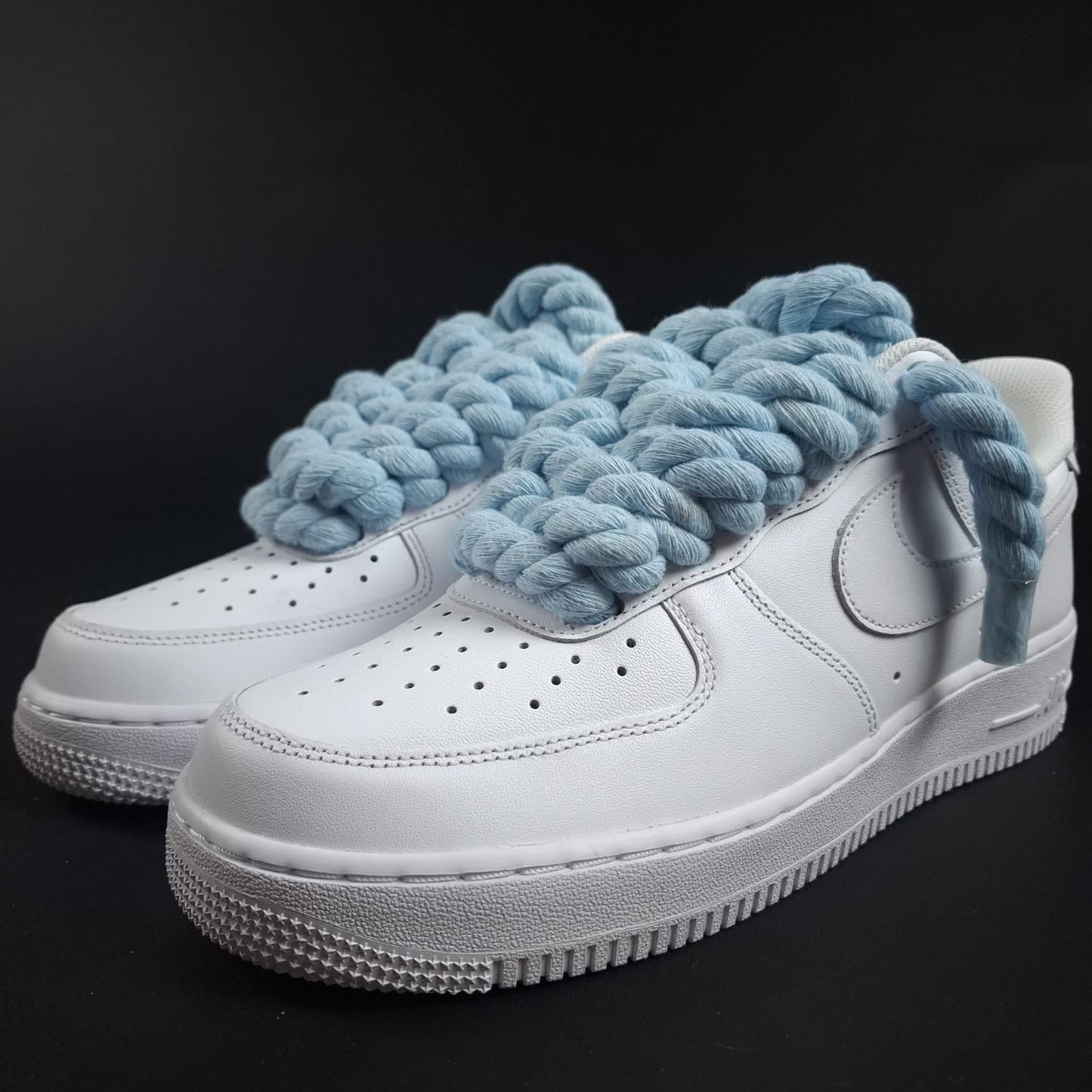 White AF1 x Rope Laces/Baby Blue