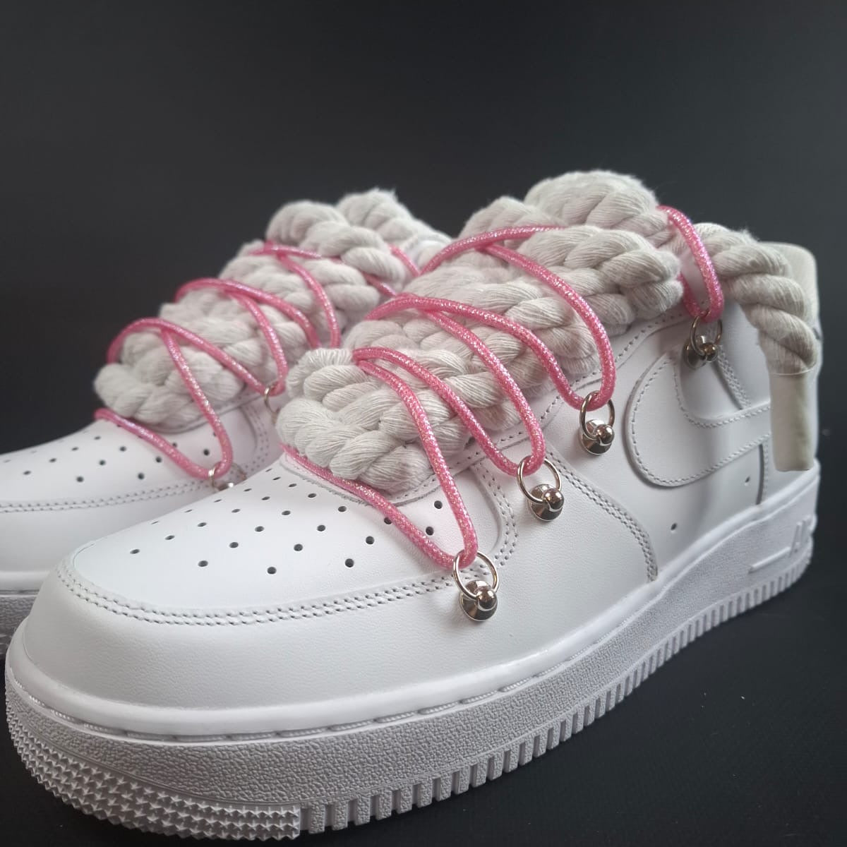 White Rope Laces AF1 x Spark Blush