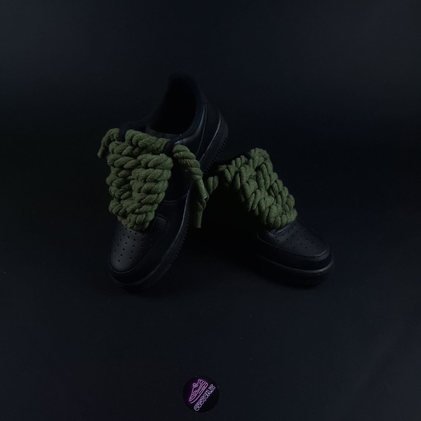 Black AF1 x Rope Laces /Dark Green