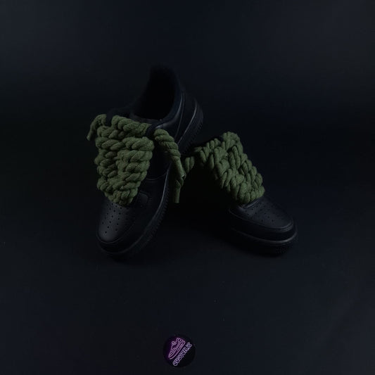 Black AF1 x Rope Laces /Dark Green