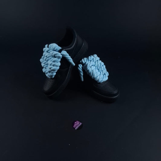 Black AF1 x Rope Laces/Baby Blue
