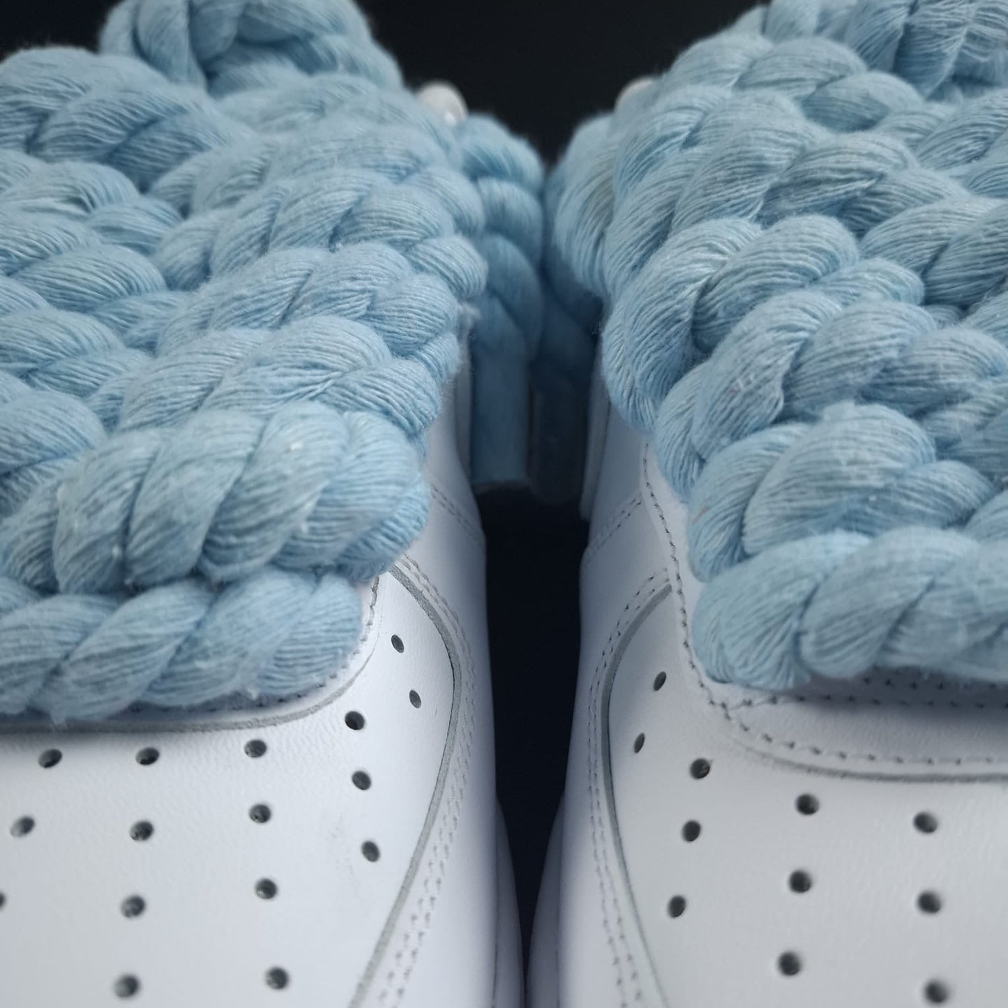 White AF1 x Rope Laces/Baby Blue