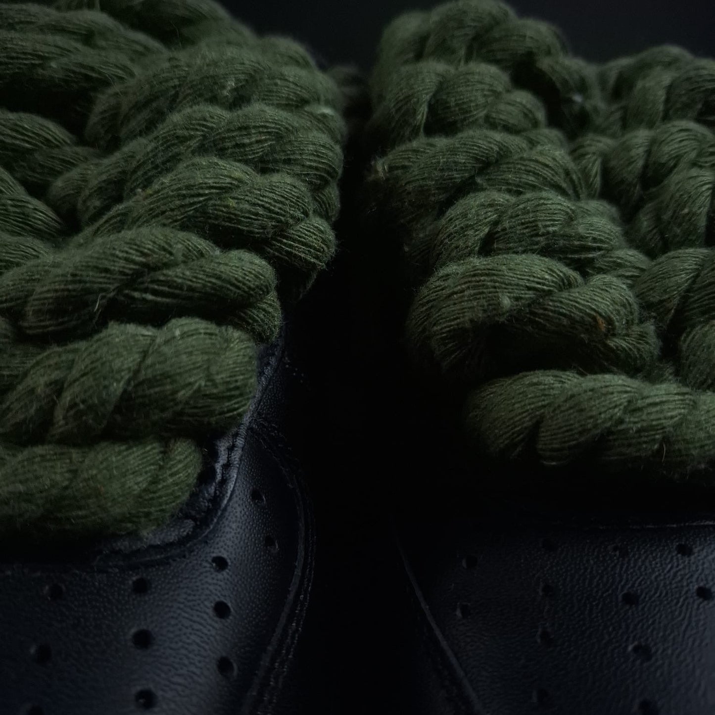 Black AF1 x Rope Laces /Dark Green