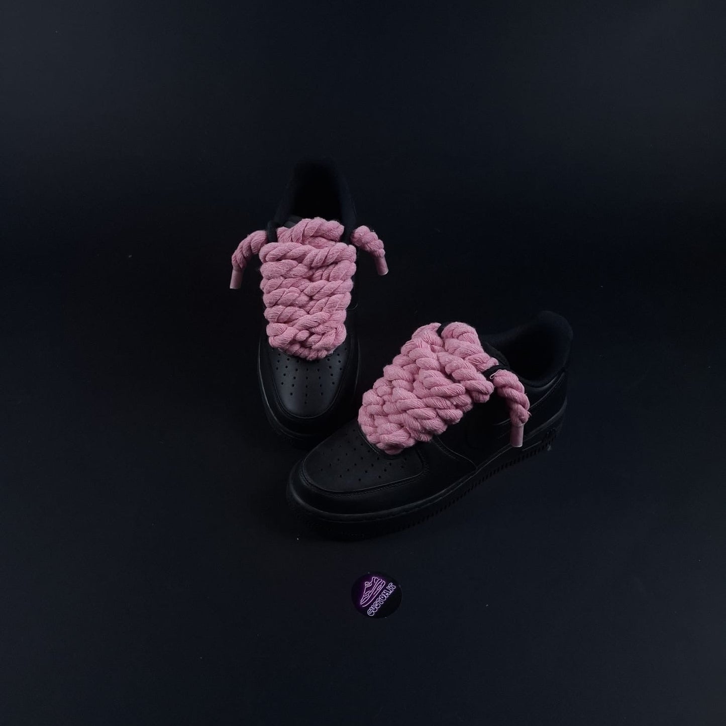 Black AF1 x Rope Laces/Rosa