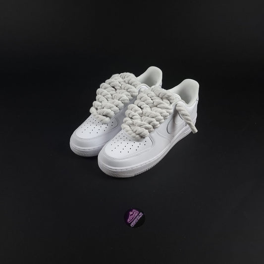 White AF1 x Rope Laces/Snow