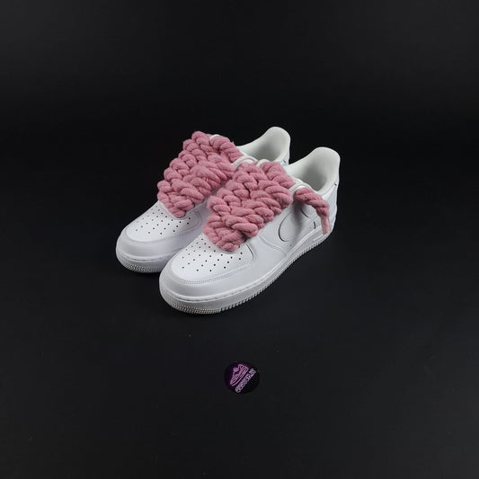 White AF1 x Rope Laces/Rosa